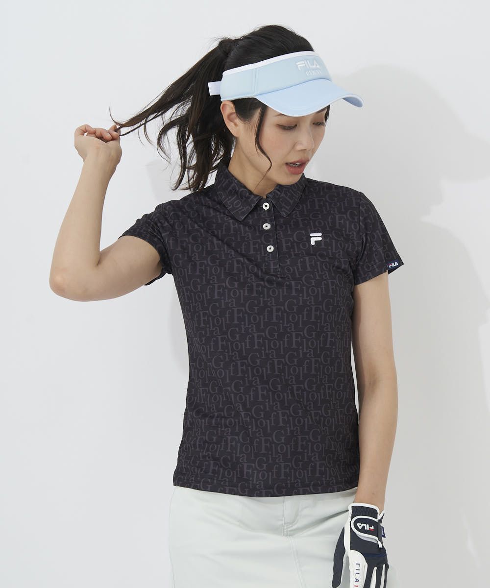 FILA GOLF レディース 総柄半袖ポロシャツ｜吸汗速乾 / UVカット