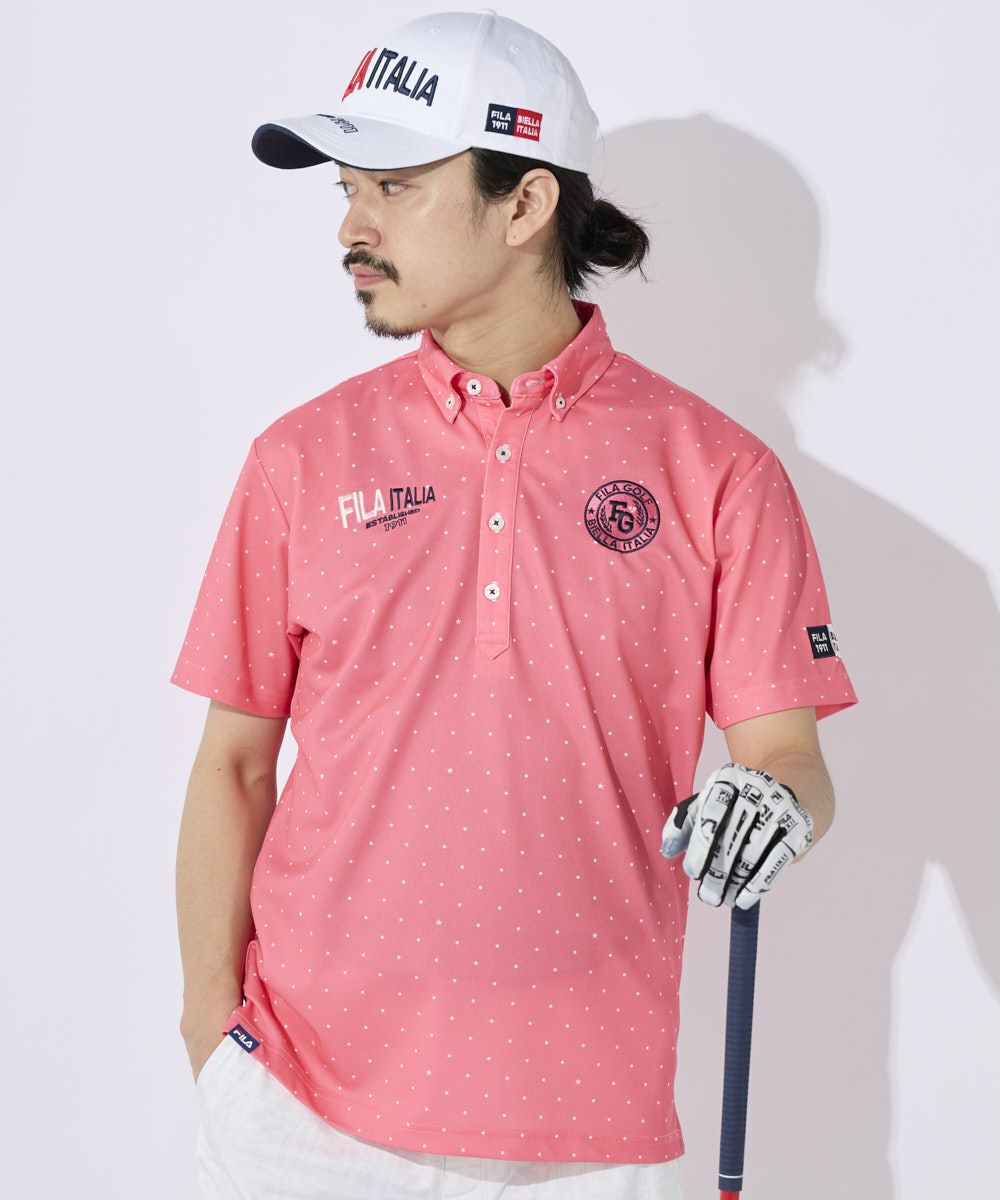 FILA GOLF メンズ ドットプリント半袖シャツ｜吸汗速乾 / UVカット