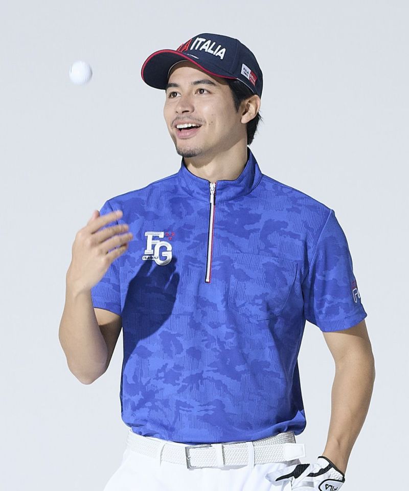 FILA GOLF メンズ ハーフZIP半袖シャツ｜吸汗速乾 / UVカット