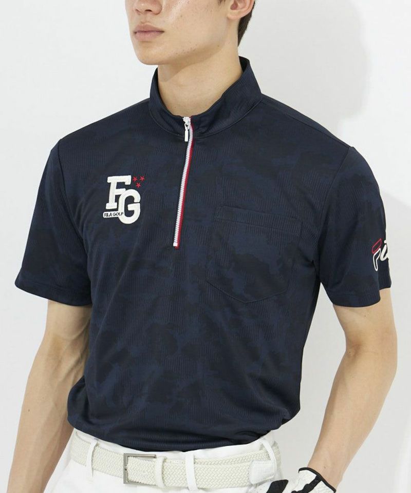 FILA GOLF<br>メンズ ハーフZIP半袖シャツ｜吸汗速乾 / UVカット