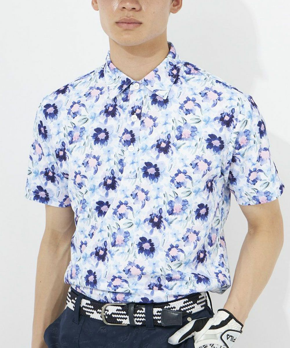 FILA GOLF 花柄ポロシャツ UVカット RUSSELL GOLF 半袖花柄 FILA GOLF 花柄ポロシャツ UVカット RUSSELL GOLF 半袖花柄