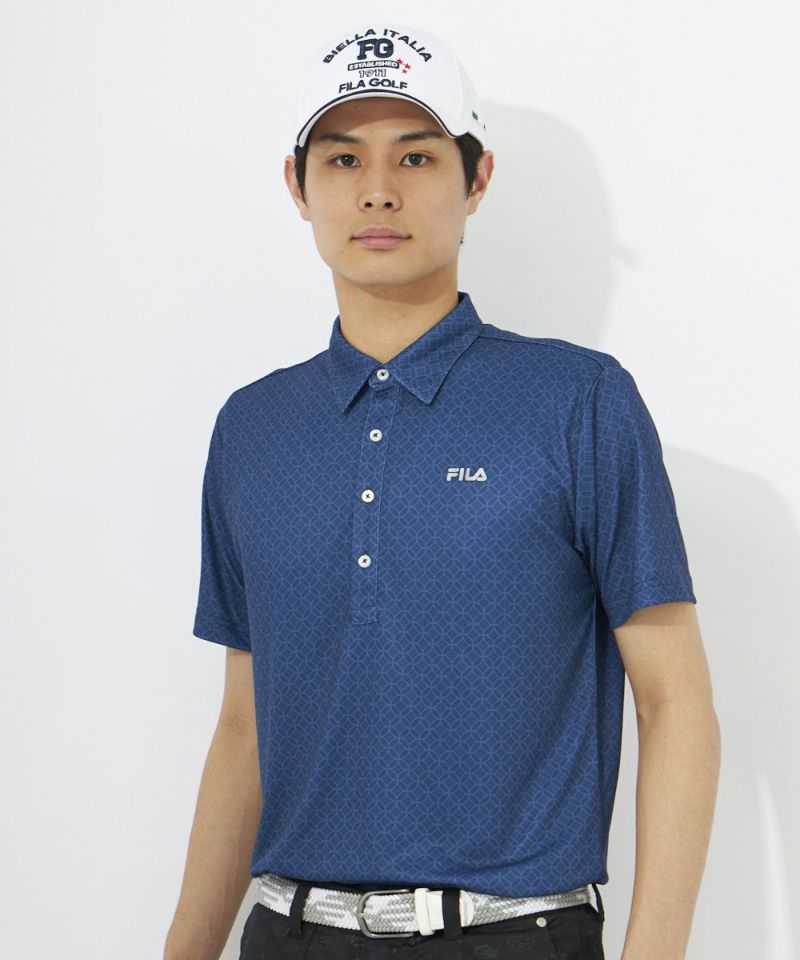 FILA GOLF<br>メンズ 家紋柄半袖シャツ｜吸汗速乾 / UVカット
