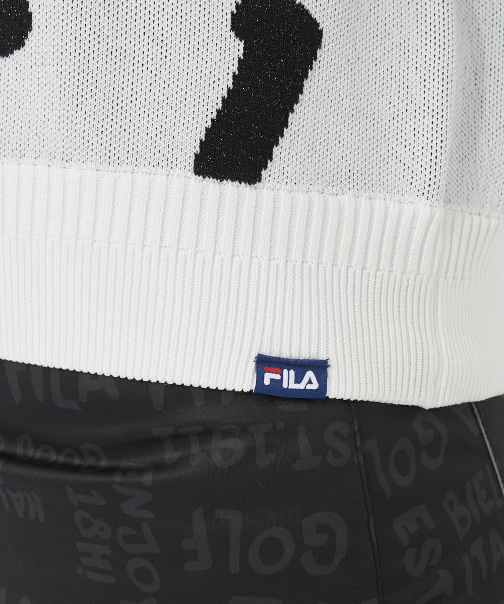 FILA GOLF レディース ロゴ柄クルーネックセーター/軽量ポリエステル