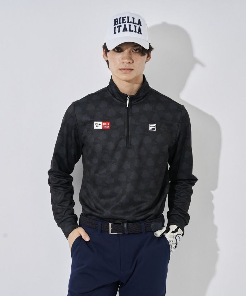 FILA GOLF メンズ 裏起毛ハーフジップ長袖シャツ｜UVカット / 保温