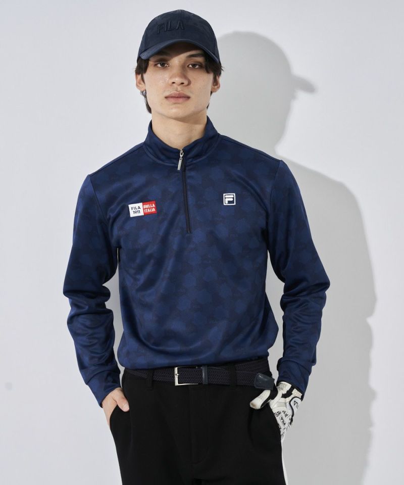 FILA GOLF メンズ 裏起毛ハーフジップ長袖シャツ｜UVカット / 保温