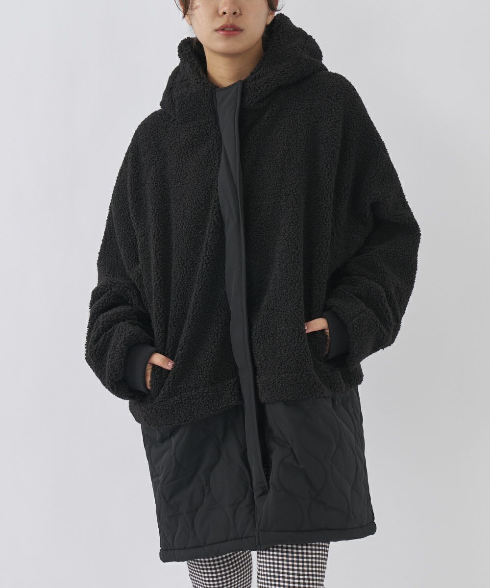 ocean pacificレディース ボア×キルト切り替え フード付き ロング