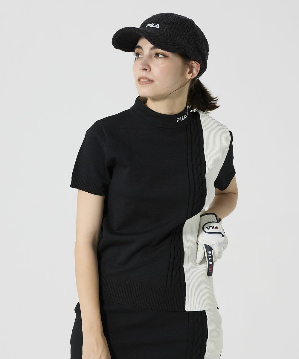 FILA GOLFレディース 半袖モックネック軽量ニット/セットアップ