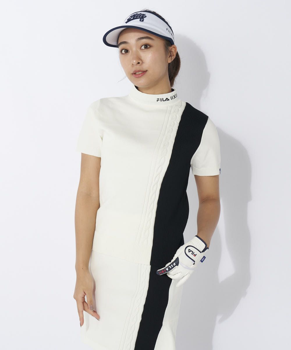 FILA GOLFレディース 半袖モックネック軽量ニット/セットアップ対応可