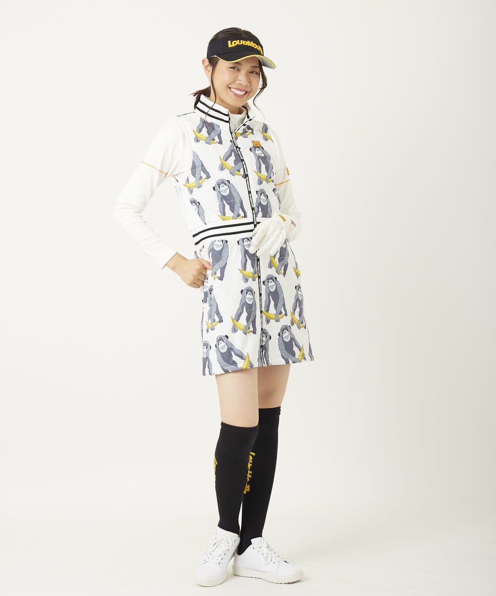 GOLF ワンピースダウンベストLoudMouth LOUDMOUTHレディース 中綿ベストワンピース チンパンジー | OCEANweb