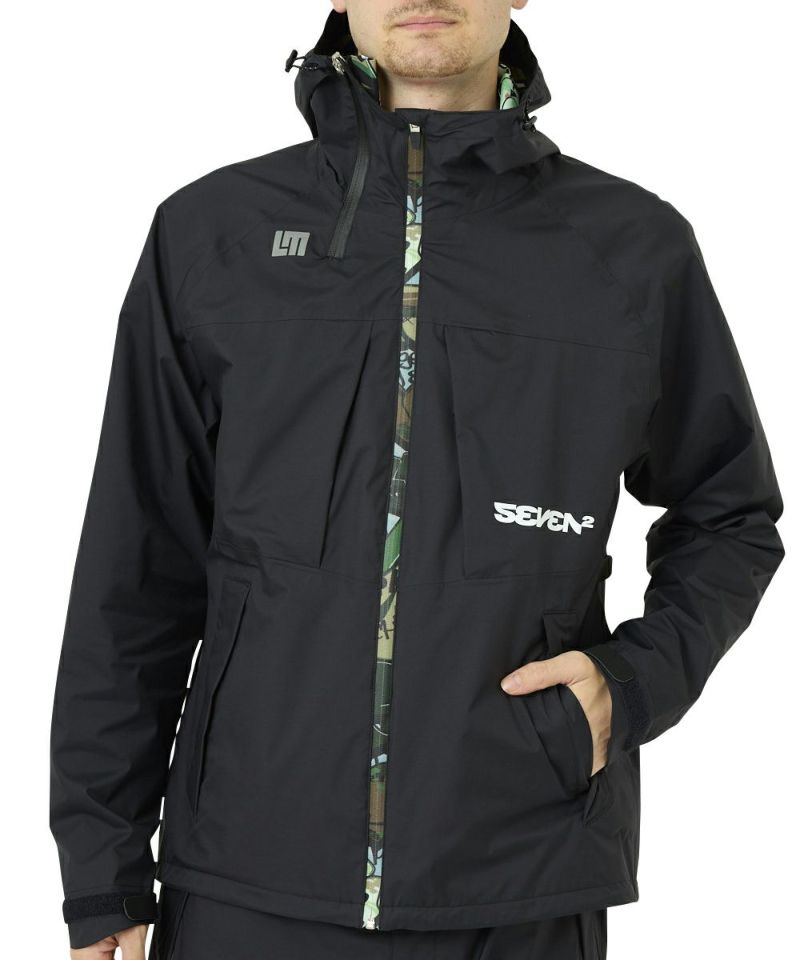 LOUDMOUTHメンズ レイン上下セット ブラック ポーチ付き
