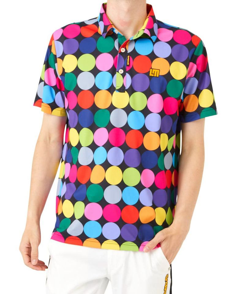 LOUDMOUTHメンズ 柄半袖ポロシャツ Pastel Macarons/パステルマカロン