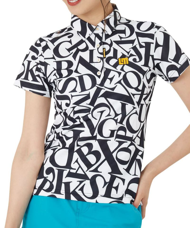 LOUDMOUTH<br>レディース 半袖ポロシャツ  アルファベットスープ 吸汗速乾 UV