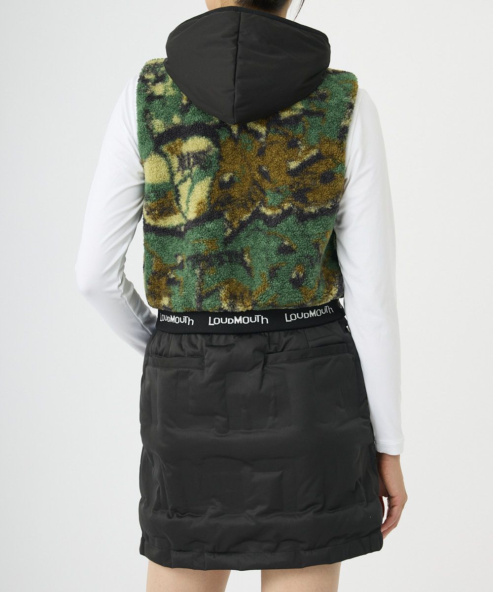 LOUDMOUTHレディース ボア×キルトダウンワンピース ブラック