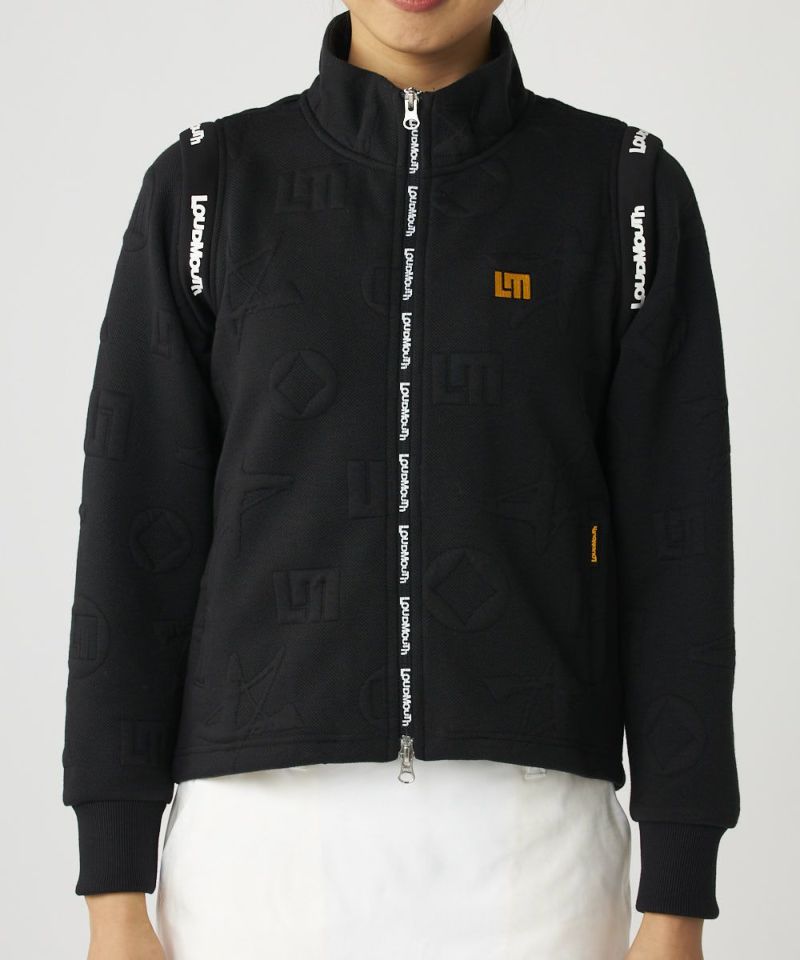 LOUDMOUTHレディース 2wayエンボス袋ジャガードブルゾン ブラック / 袖