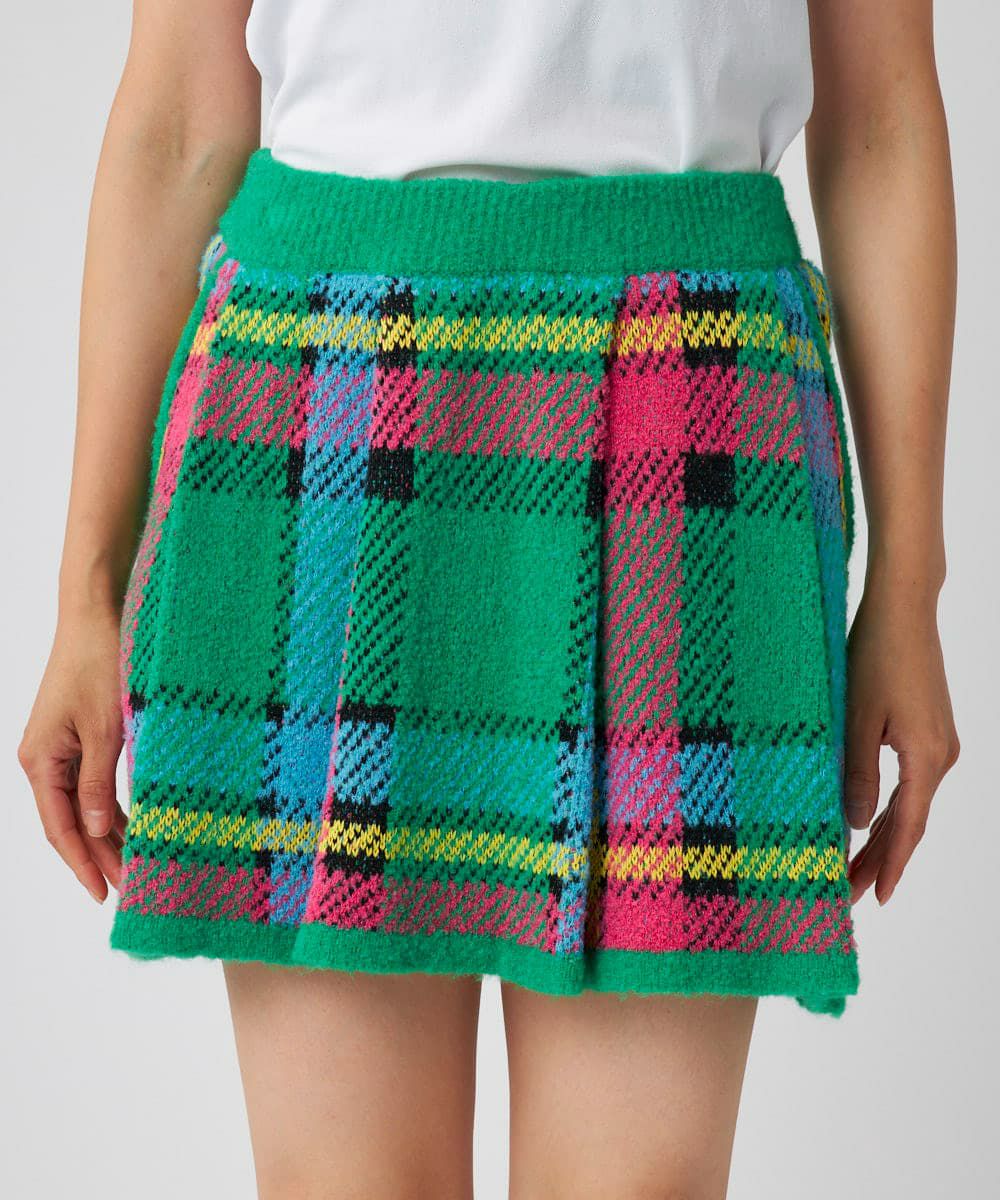★秋冬★ラウドマウス★ツイード調蓄熱ニット ニットスカート★L★BN LOUDMOUTHレディース ツイード調蓄熱ニット ニットスカート グリーン