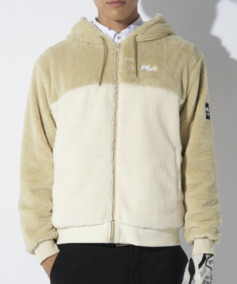 【即納！最大半額！】 裏起毛プルオーバー メンズ GOLF FILA 袖脱着 L 黒 撥水加工 メンズウェア