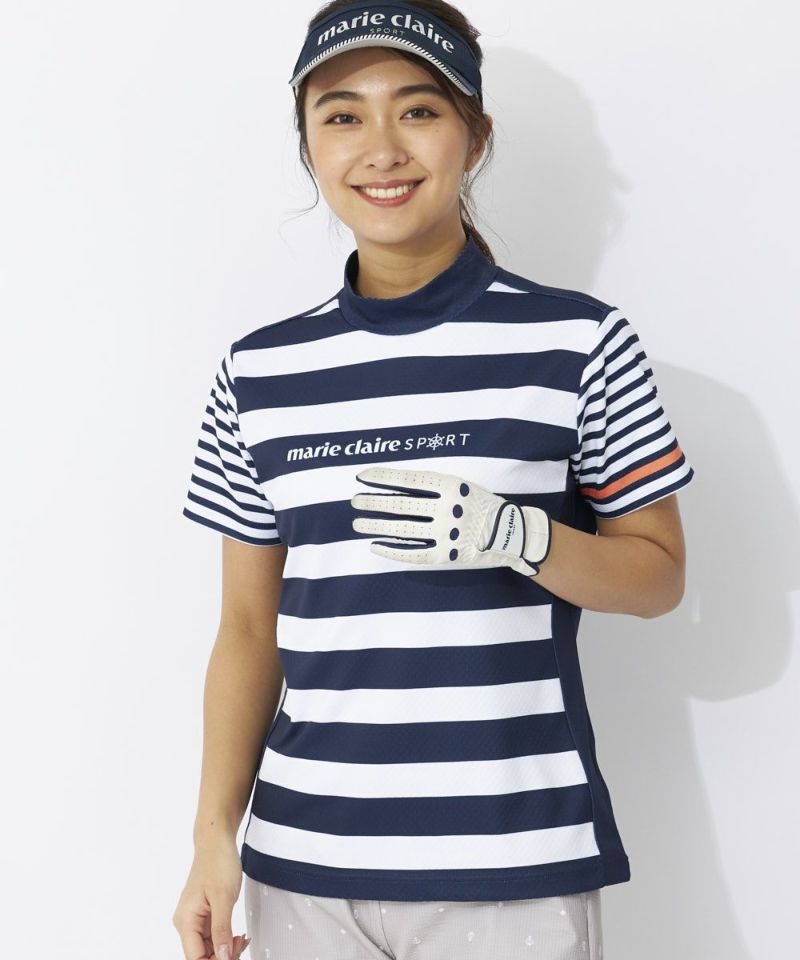 marie claire レディース 半袖モックネック