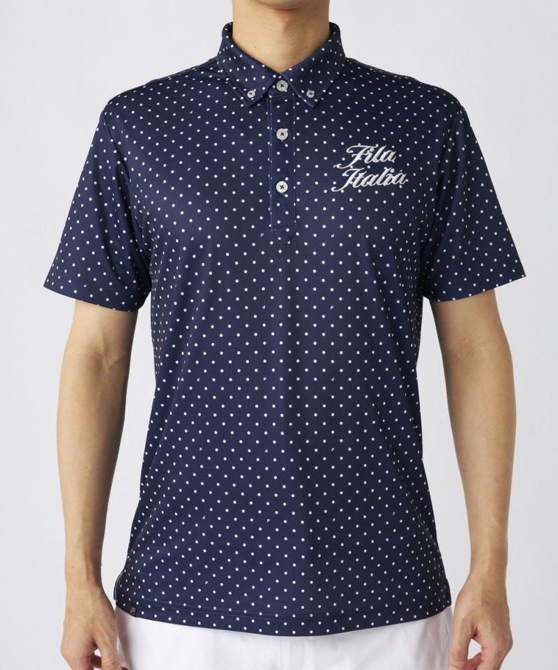 FILA GOLF 遮熱バーチカルメッシュタイポプリント半袖シャツ bk7 744601_01.jpg