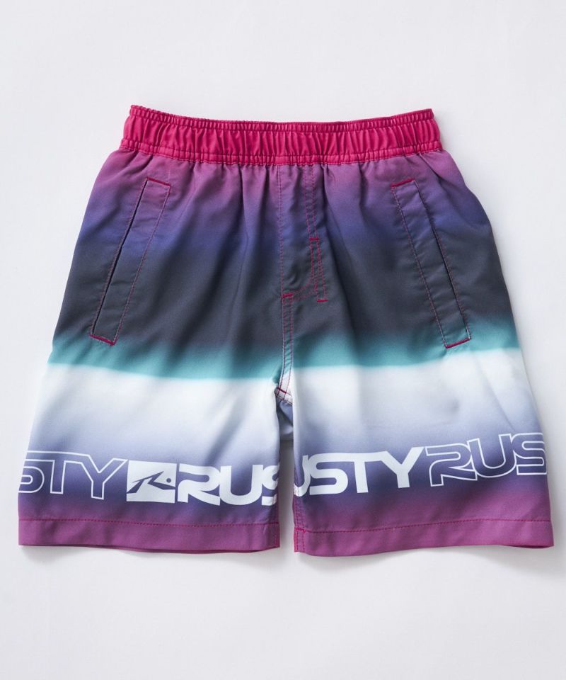 RUSTY キッズ グラデーションボーダー ボードショーツ