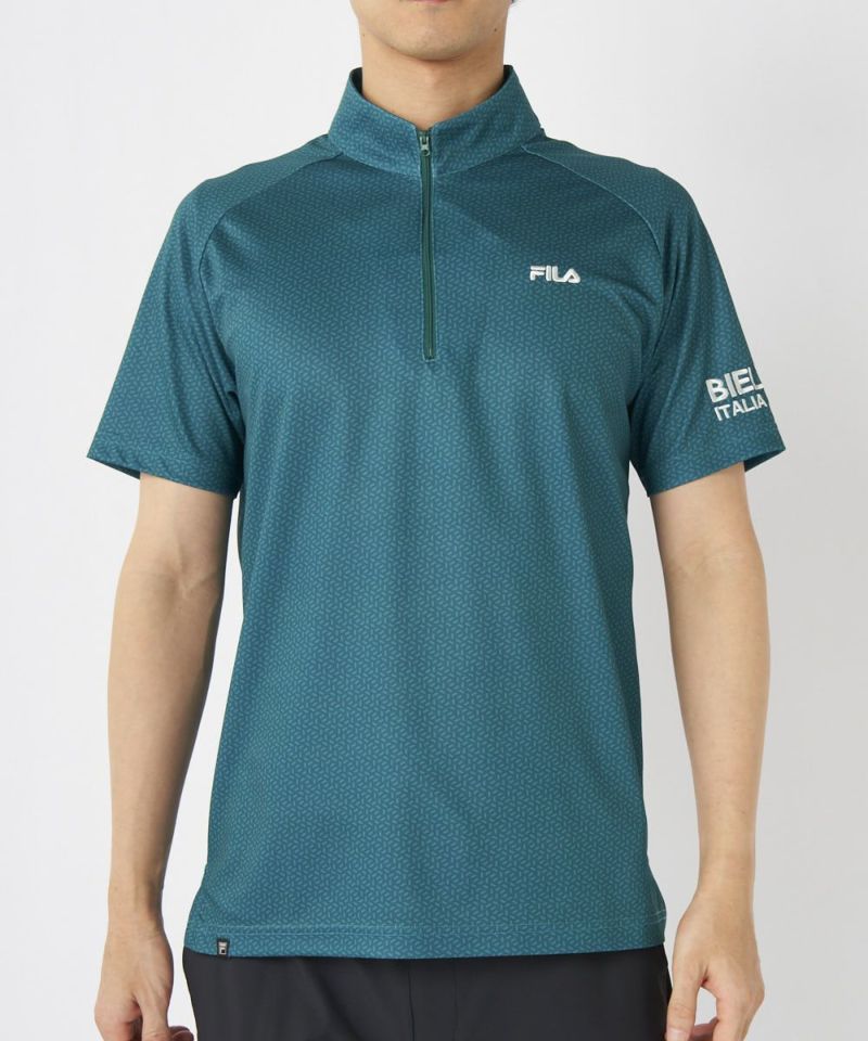 FILA GOLFメンズ 体感－5.4℃ 接触冷感 柄ハーフジップ半袖シャツ