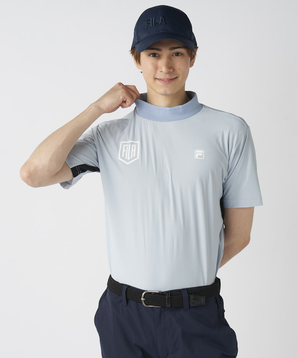 FILA GOLFメンズ モックネック半袖シャツ | 吸汗速乾・UVカット・接触