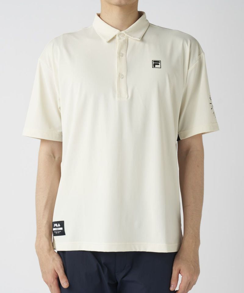 FILA GOLFメンズ 脇切替 バックプリントポロシャツ | 吸汗速乾・UV