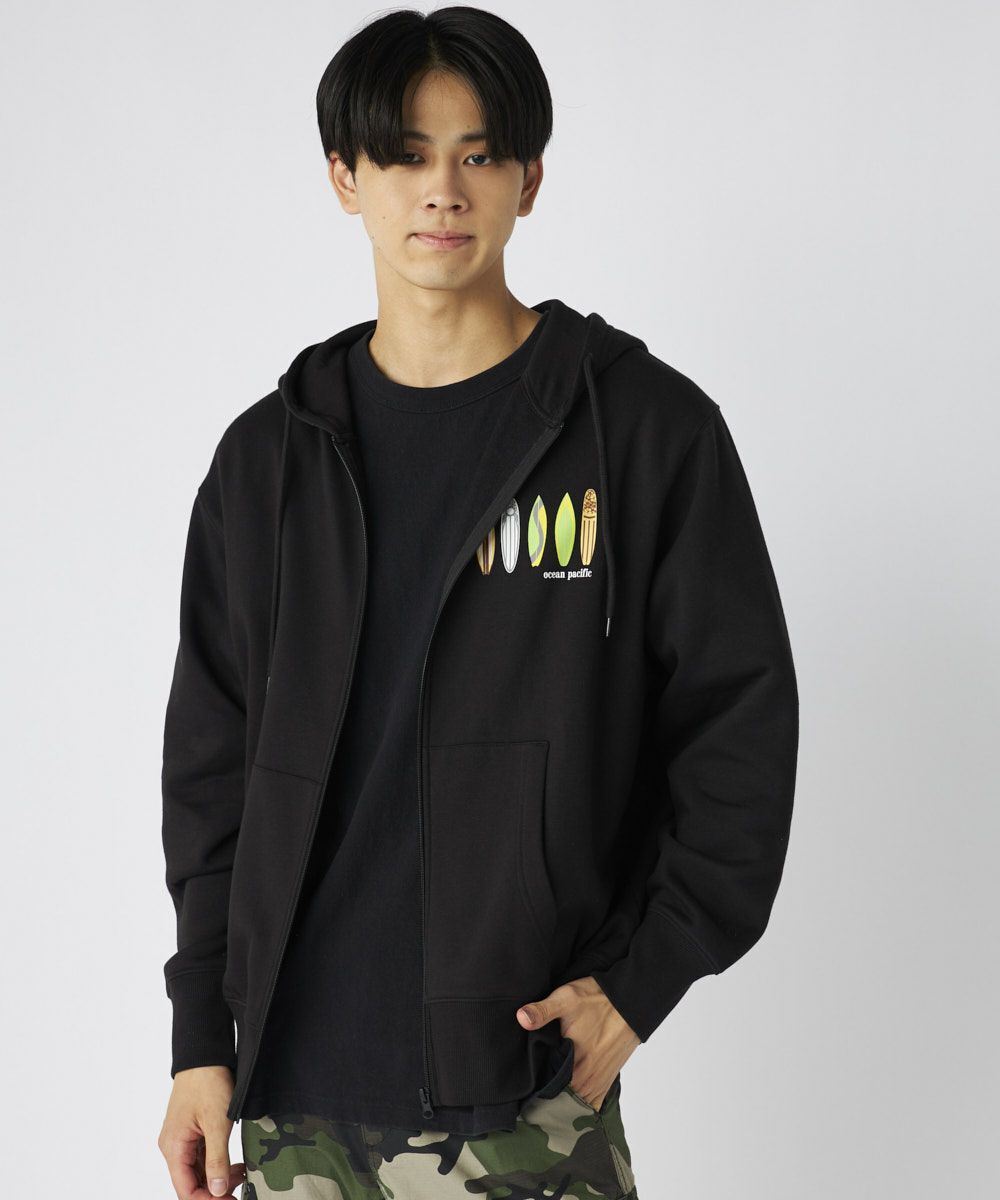 ocean pacificメンズ 裏起毛スウェットジップアップパーカー