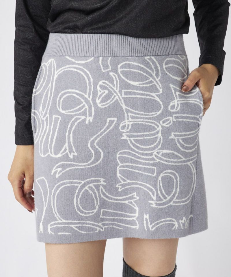 マリクレール レディース リボンロゴニットスカート ゴルフウェア ボトムス ホワイト 白 ブラック 黒 グレー 灰色 送料無料 marie claire 735352 marie claireレディース リボンロゴニットスカート| セットアップ可