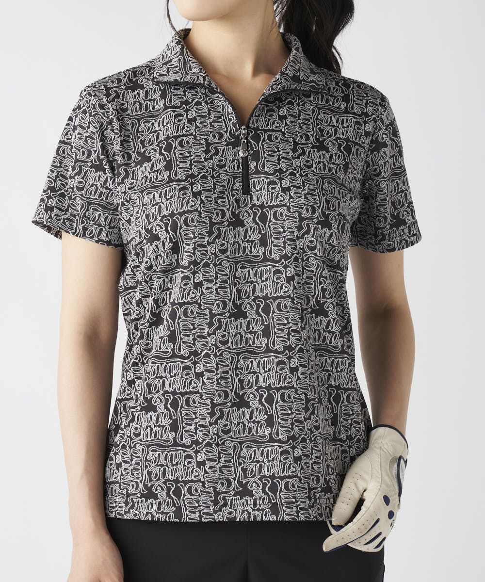 マリクレール レディース リボンロゴ半袖ジップシャツ ゴルフウェア トップス ブラック 黒 グレー ピンク 灰色 送料無料 marie claire 735651 marie claireレディース リボンロゴ半袖ジップシャツ | OCEANweb