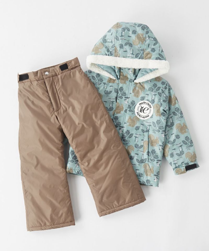 マリクレール ジュニア キッズ アニマル柄 スノーウェア 上下セット ウインタースポーツ セットアップ 長袖 ロングパンツ アウター ピンク 送料無料 marie claire 145303 marie claire ENFANTSキッズ アニマル柄スノーウェア上下セット