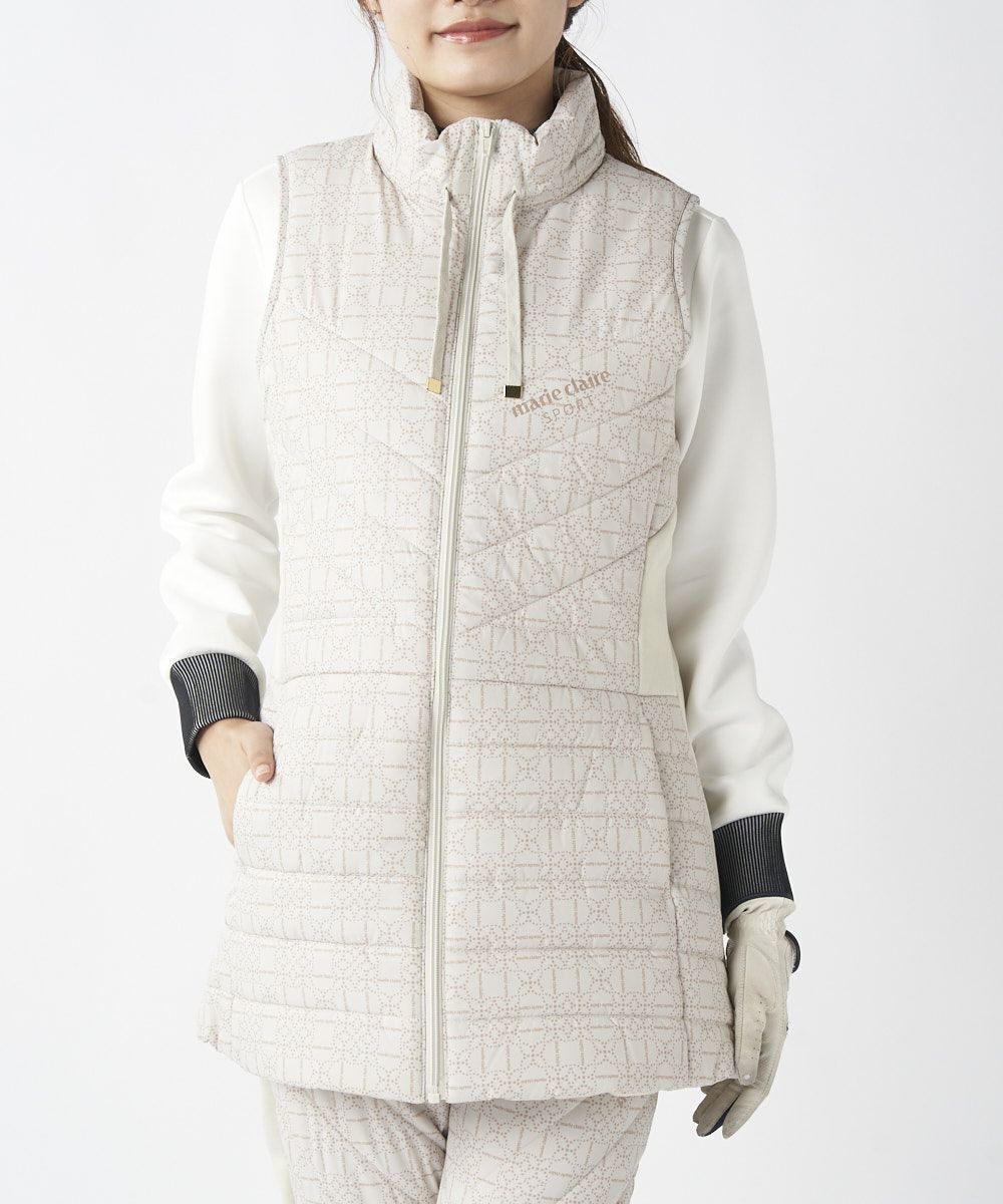 marie claireレディース 素材切替中綿ロングベスト | OCEANweb
