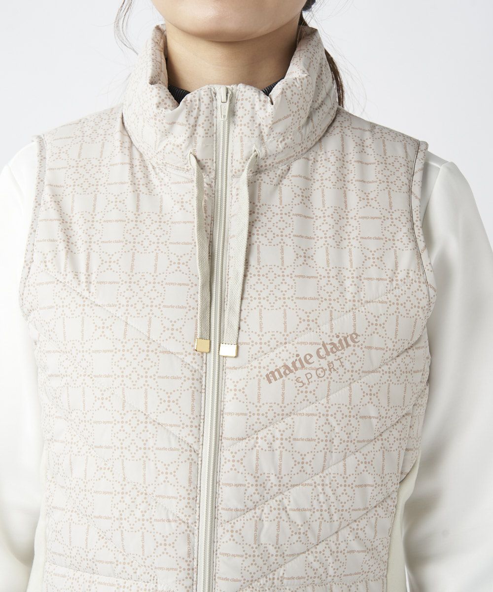 marie claireレディース 素材切替中綿ロングベスト | OCEANweb